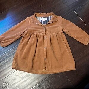 Zara Cabincore Style Fall Brown Button Down Corduroy Kids Dress 2T